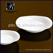 Placas de porcelana P &amp; T, placa de forma ovalada profunda, placas profundas blancas PT0210